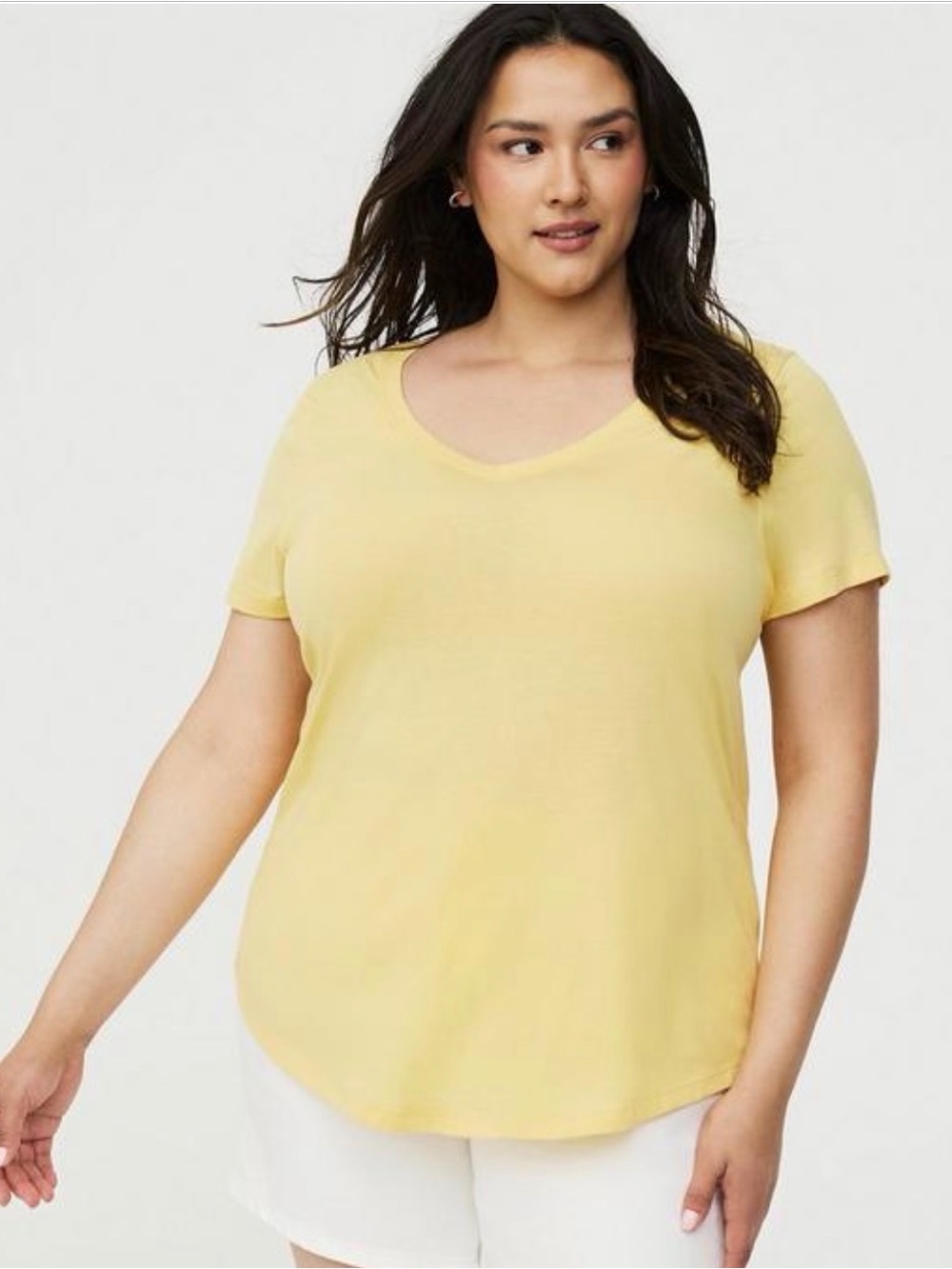 torrid Yellow V-Neck Short Sleeve Tee